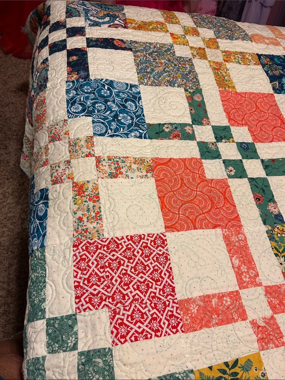 ONE OF A KIND - HANDCRAFTED  Multicolor w/braided borders